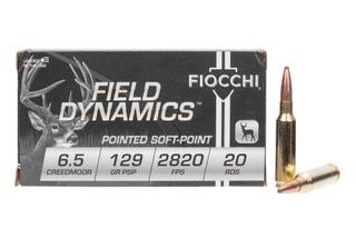 Fiocchi Field Dynamics 6.5 Creedmoor soft-point ammunition.